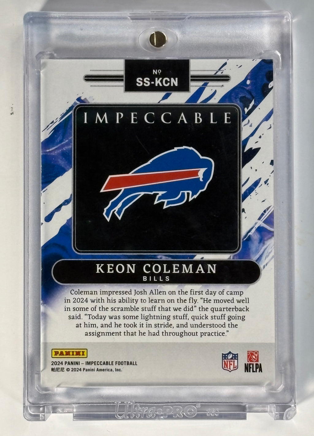 2024 Panini Impeccable Keon Coleman Rookie Silver Bar /25